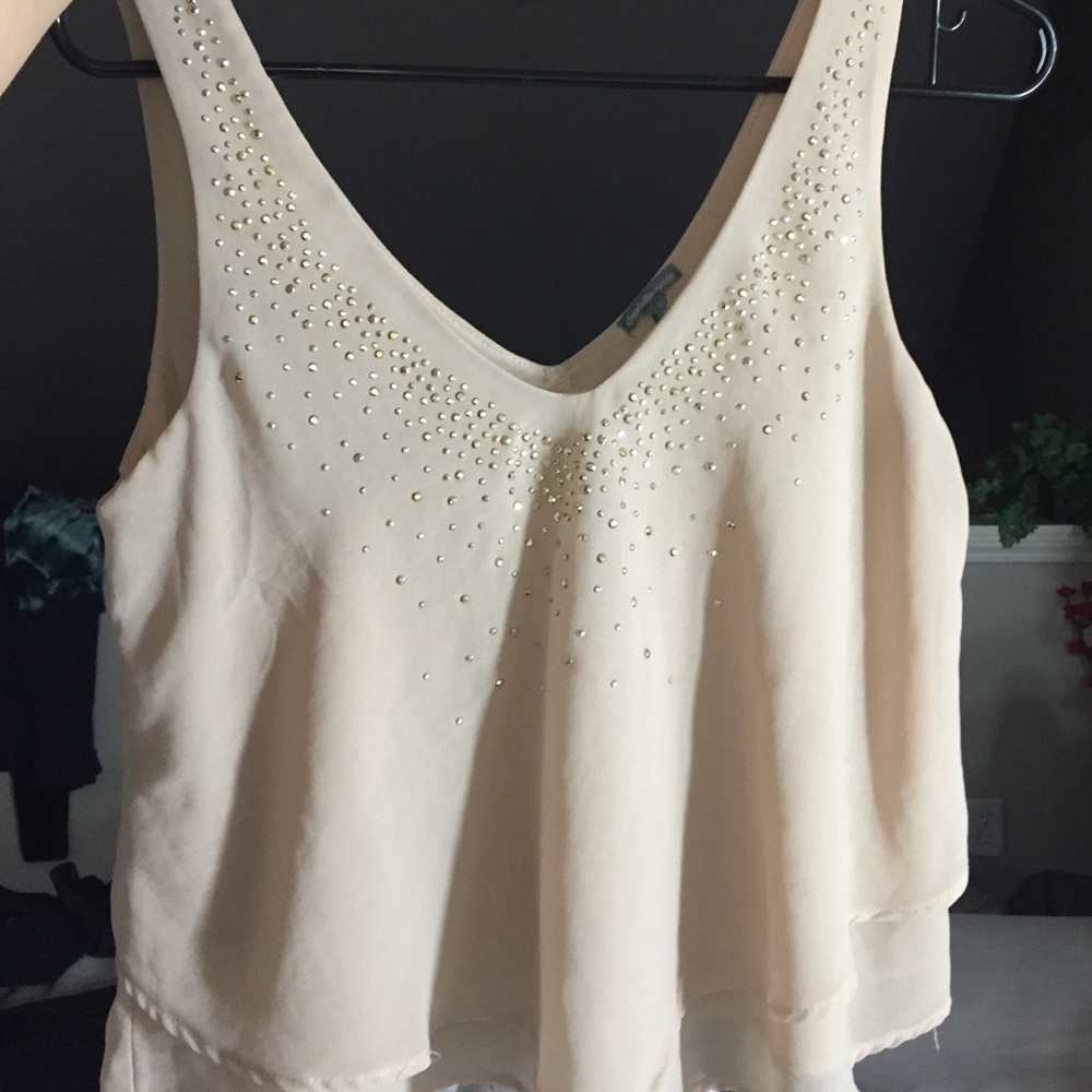 Cream crop top with gold embellishments